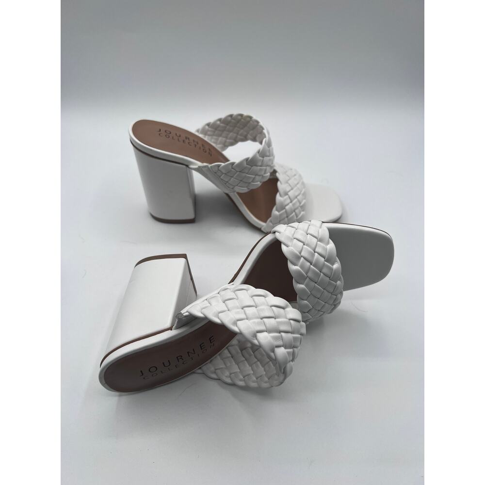 Journee Collection White Braided Chunky Heel Sandals - Picture 8 of 12